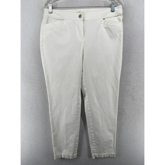 EILEEN FISHER Pants S Ankle Chino Stretch Organic Cotton Twill Tapered Leg White - Picture 1 of 15